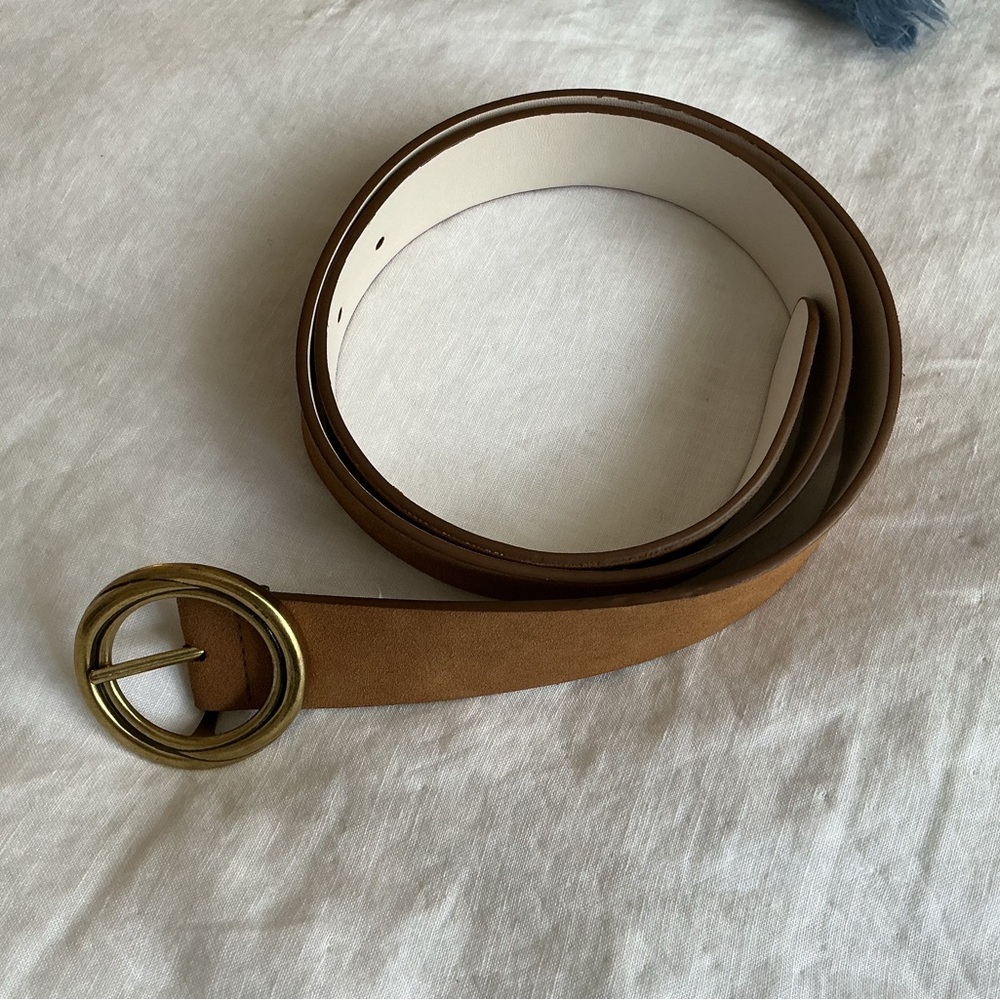 Target Tan Belt with Gold Buckle